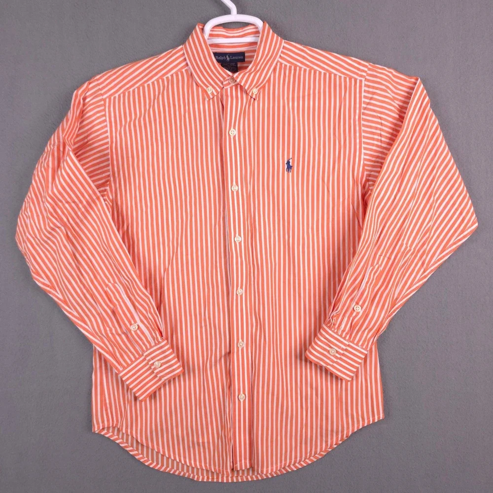 Ralph Lauren Orange & White Striped Button-Down Shirt